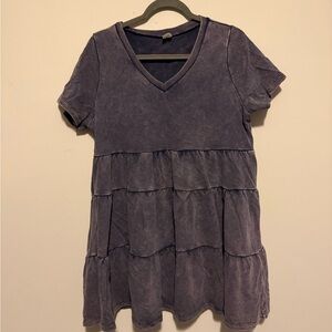 Sew In Love V-Neck Tiered Dress- Washed Purple